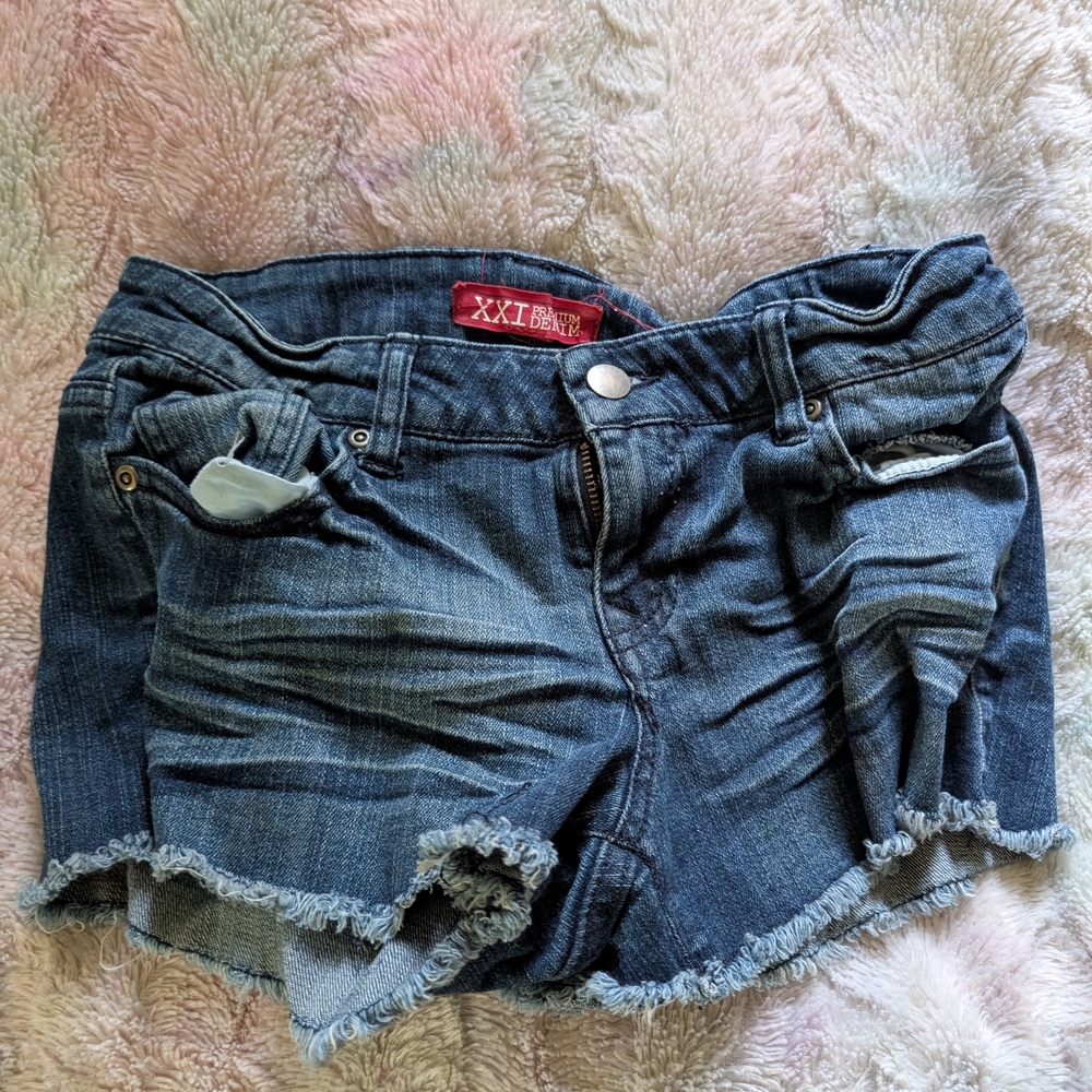 Forever 21 Blue Jean Shorts Distressed Cut-Off Style